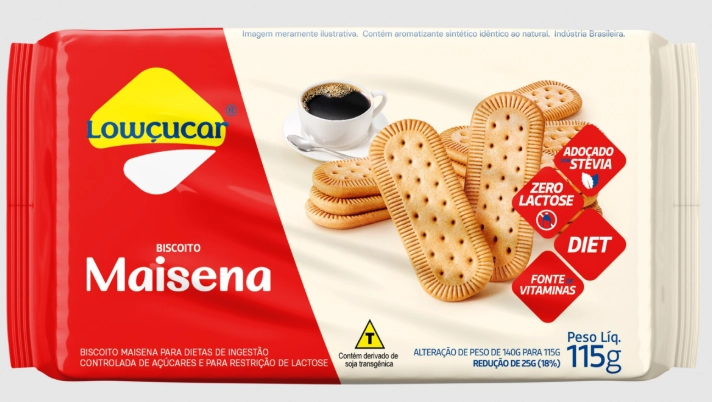 Biscoito Maisena Diet Zero Lactose Lowçucar Pacote 115g