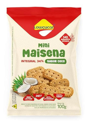 Minibiscoito Maisena Integral Coco Diet Zero Lactose Zero Açúcar Lowçucar Pacote 100g