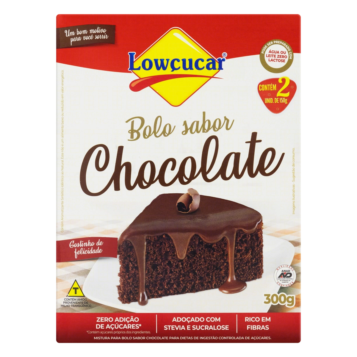 Mistura Para Bolo Chocolate Lowçucar Caixa 300g 2 Unidades