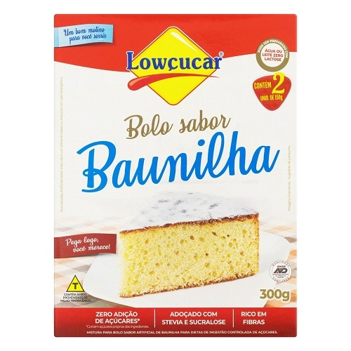 Mistura Para Bolo Baunilha Lowçucar Caixa 300g 2 Unidades