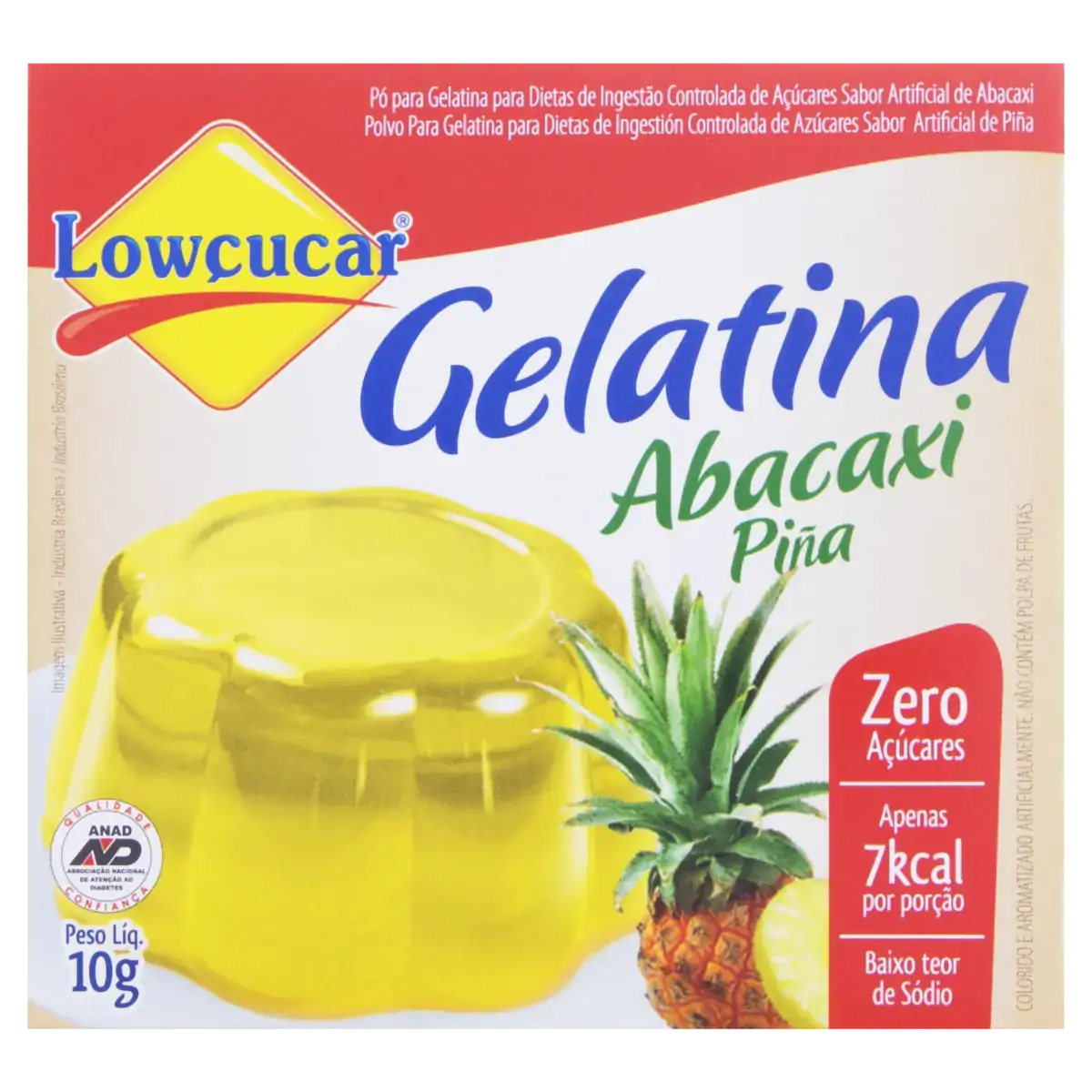 Gelatina Pó Abacaxi Zero Açúcar Lowçucar Caixa 10g