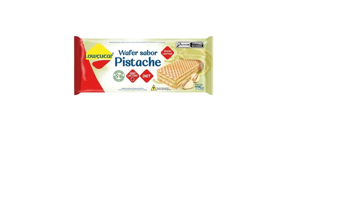Wafer Lowcucar Diet 115g Pistache Zero Lact.