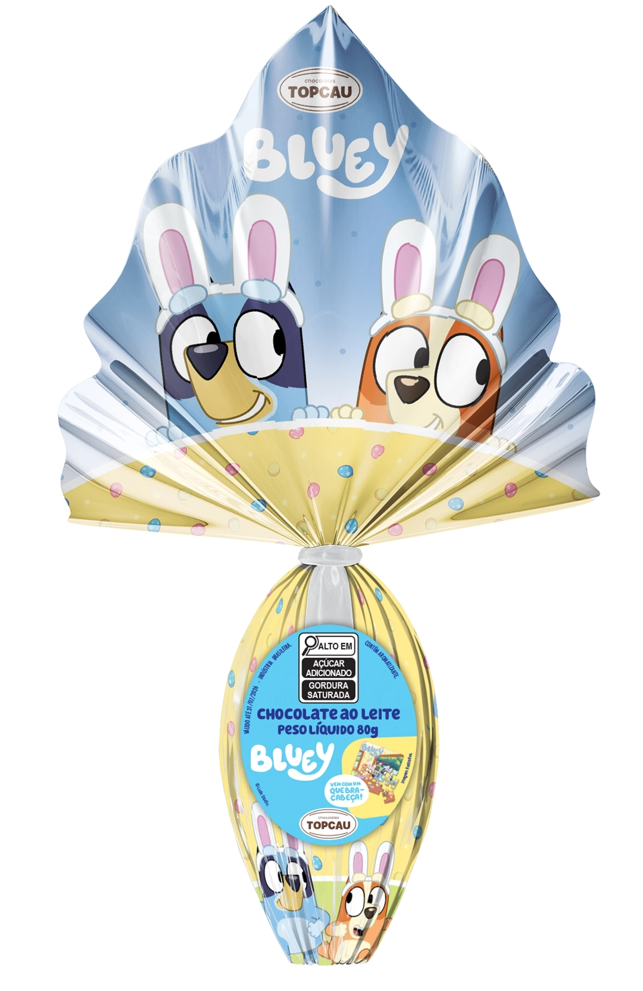 Ovo De Páscoa Ao Leite Bluey Topcau 80g Vem Com Um Quebra Cabeça