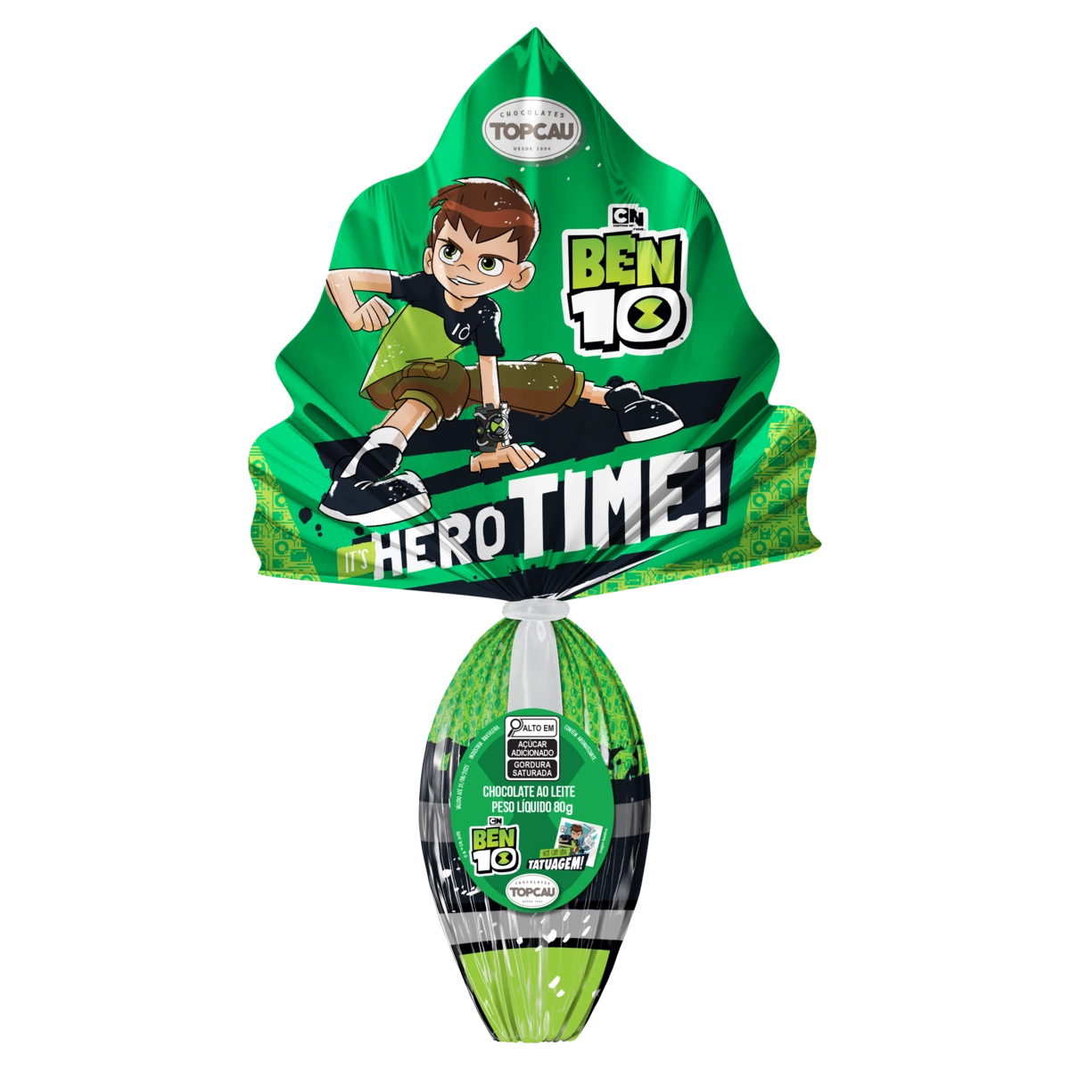 Ovo De Páscoa Ao Leite Ben 10 Topcau 80g Vem Com Uma Tatuagem