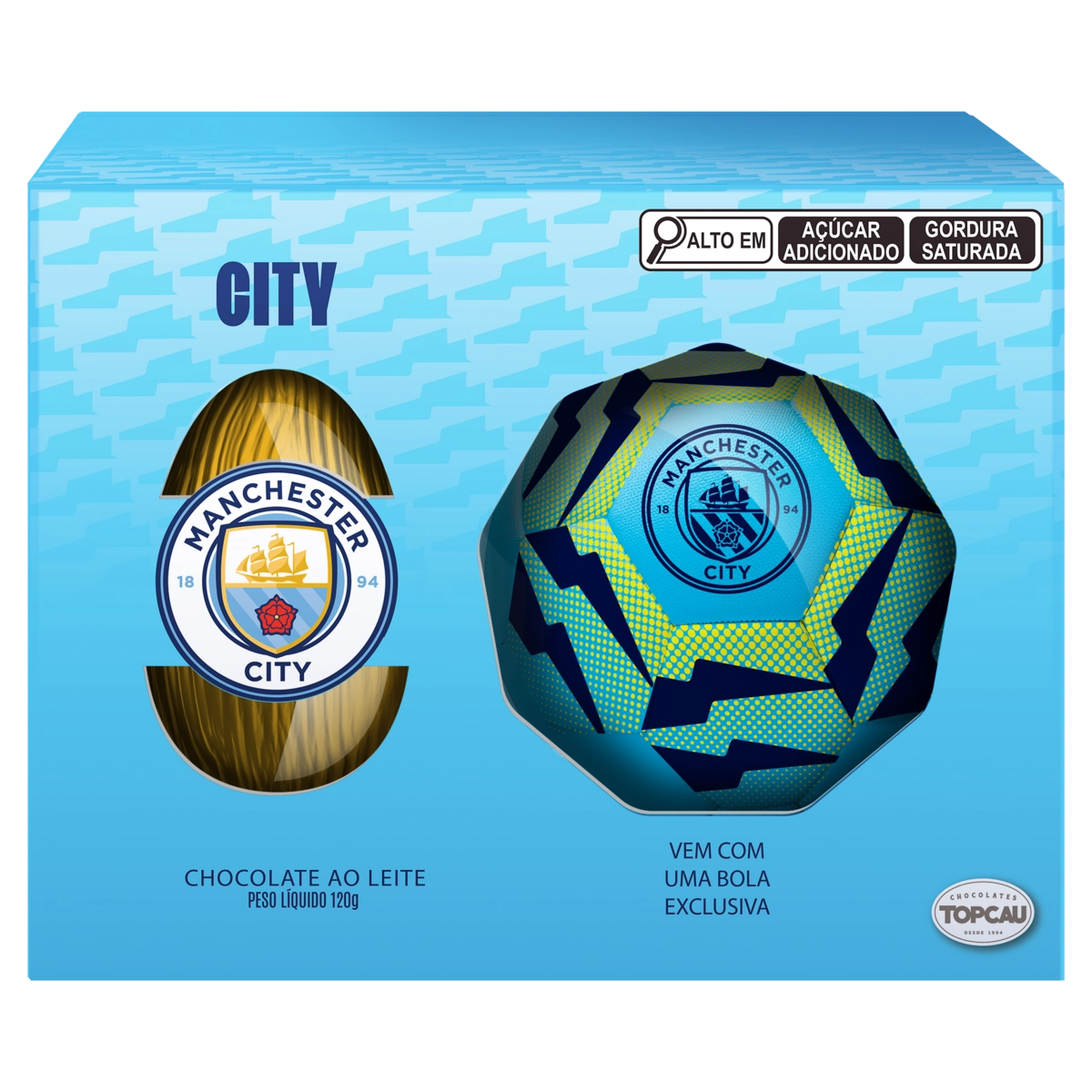 Ovo De Páscoa Ao Leite Manchester City Topcau Caixa 120g Vem Com Uma Bola Exclusiva