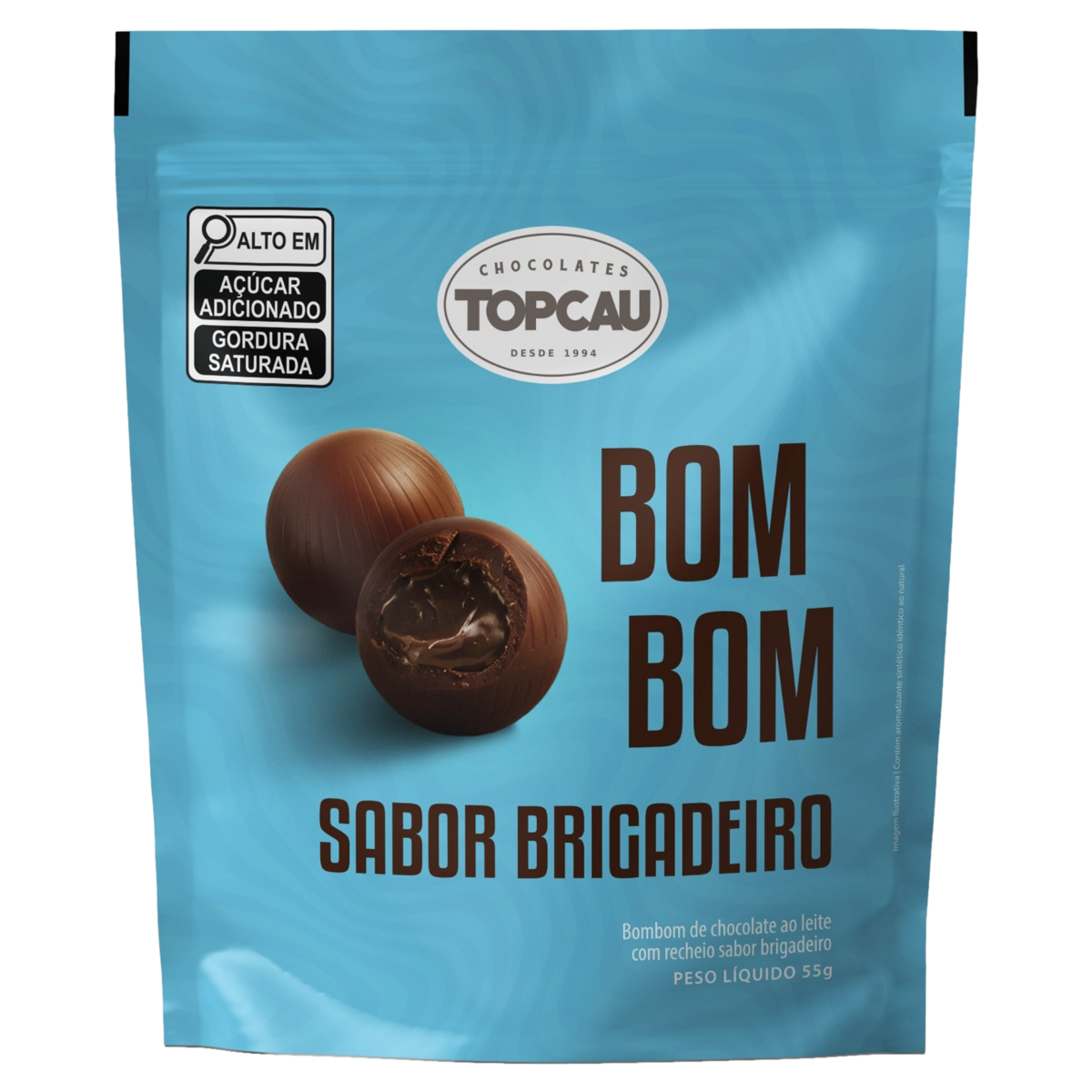 Bombom Ao Leite Brigadeiro Topcau Pouch 55g 5 Unidades