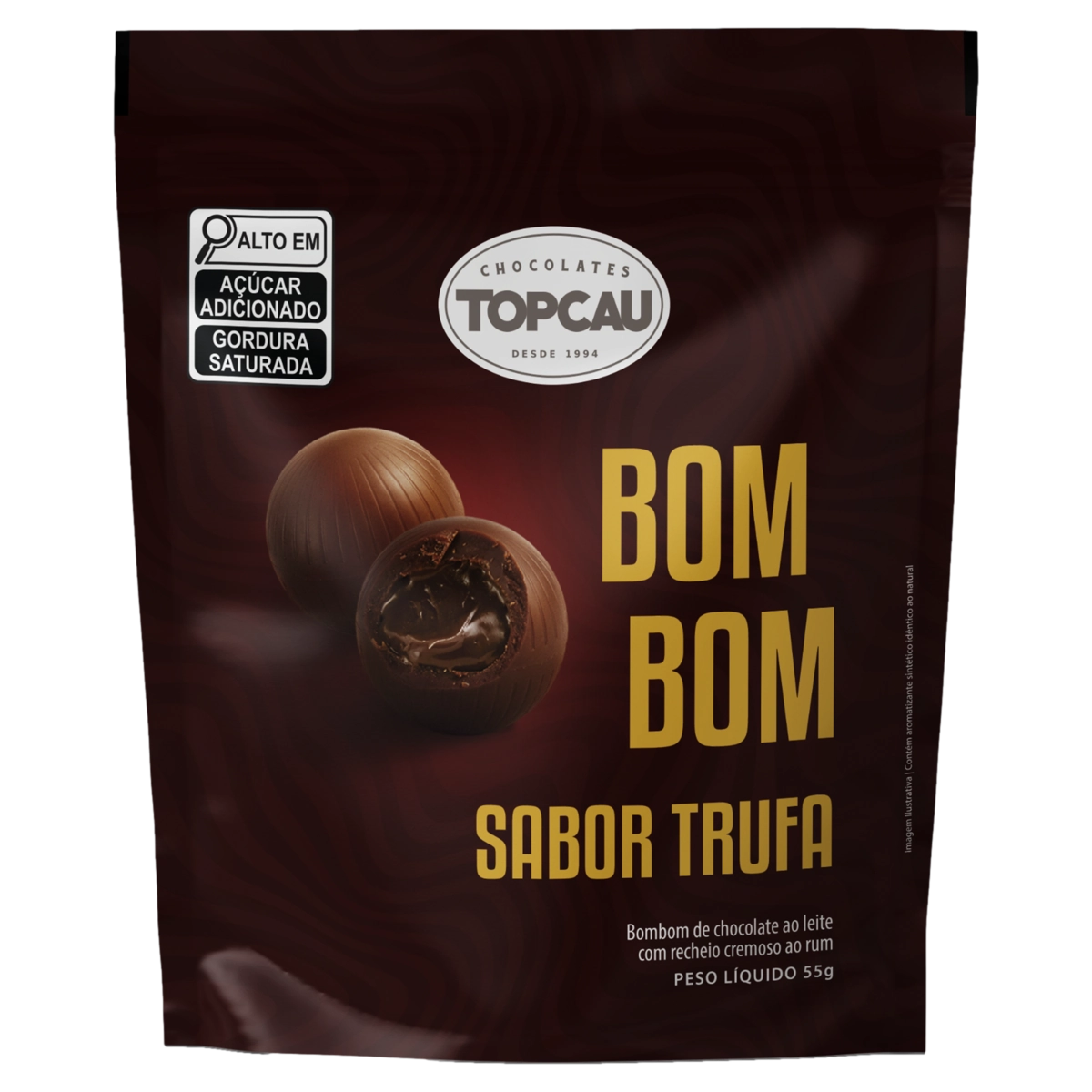 Bombom Ao Leite Trufa Topcau Pouch 55g 5 Unidades