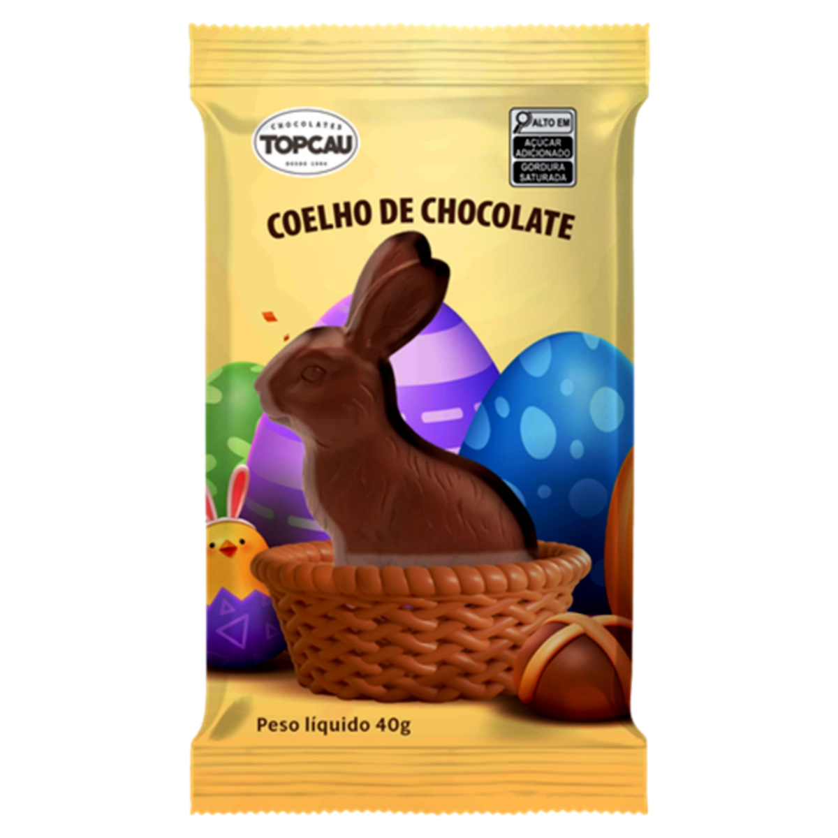 Coelho De Chocolate Ao Leite Topcau Pacote 40g
