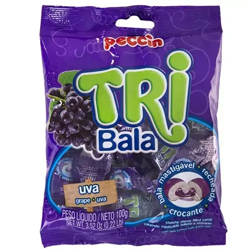 Bala Recheio Uva Tribala Pacote 100g
