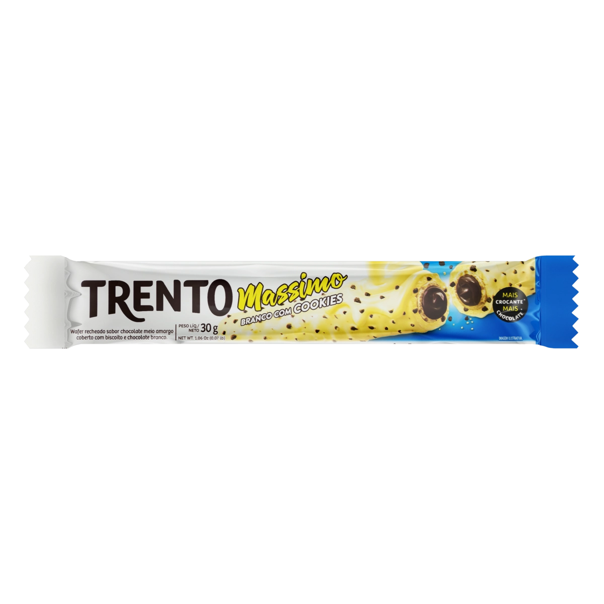 Wafer Branco Com Cookies Trento Massimo Pacote 30g