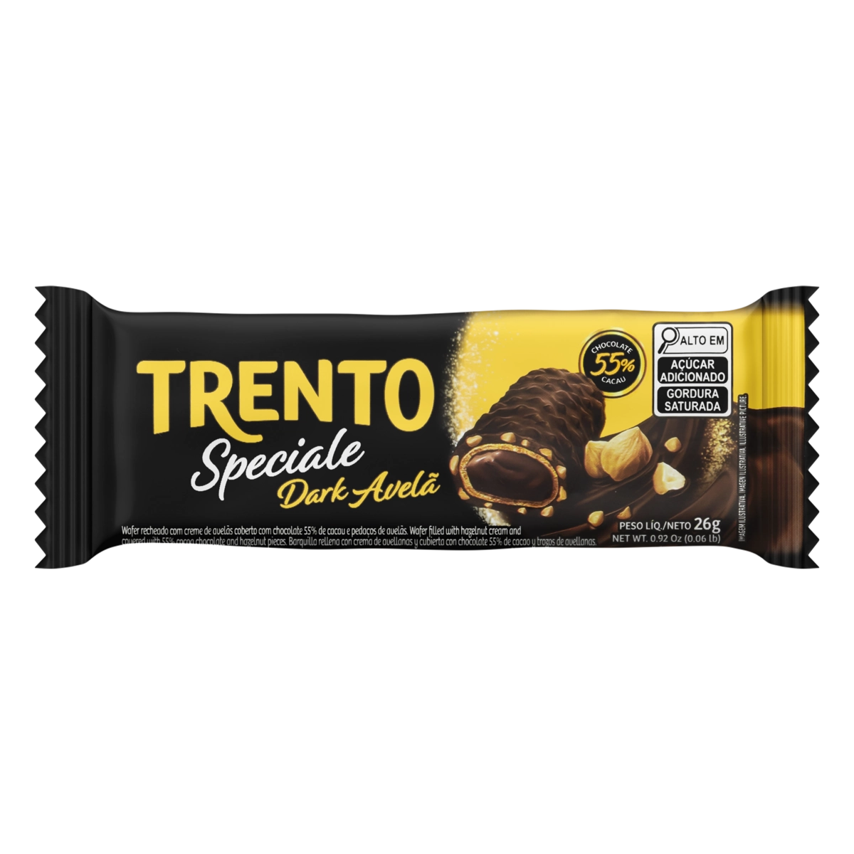 Wafer Dark Avelã Trento Speciale Pacote 26g
