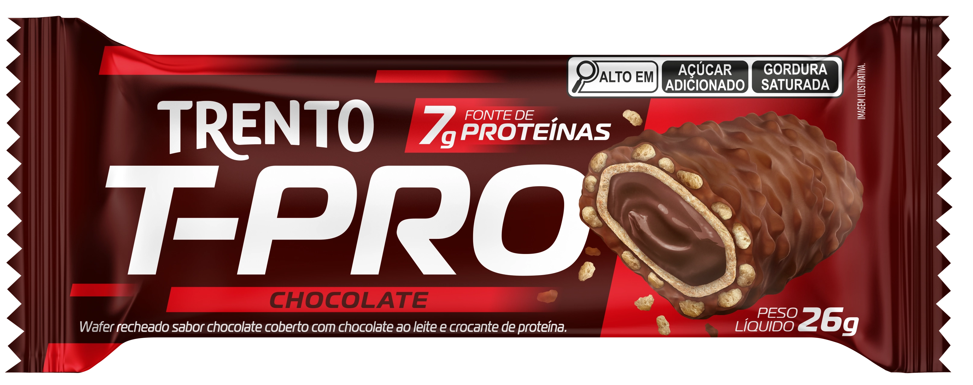 Wafer Recheio Chocolate Cobertura Chocolate Ao Leite E Crocante Trento T Pro Pacote 26g