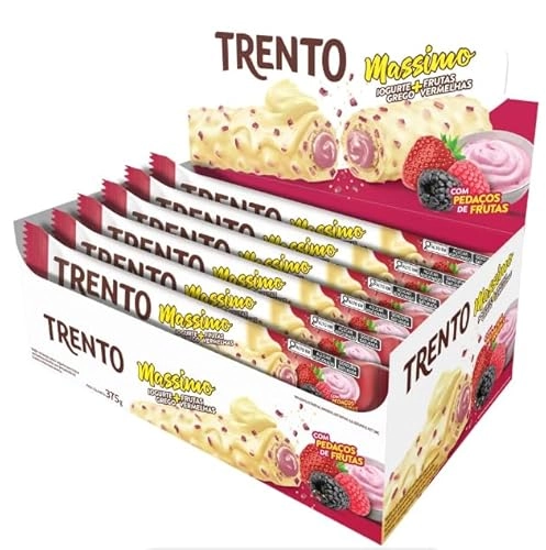 Wafer Iogurte Grego E Frutas Vermelhas Trento Massimo Caixa 375g 15 Unidades