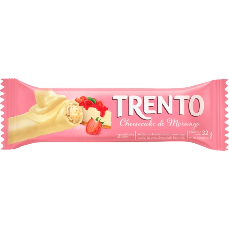 Wafer Cheesecake De Morango Trento Pacote 29g