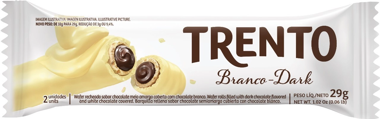 Wafer Branco Dark Trento Pacote 29g