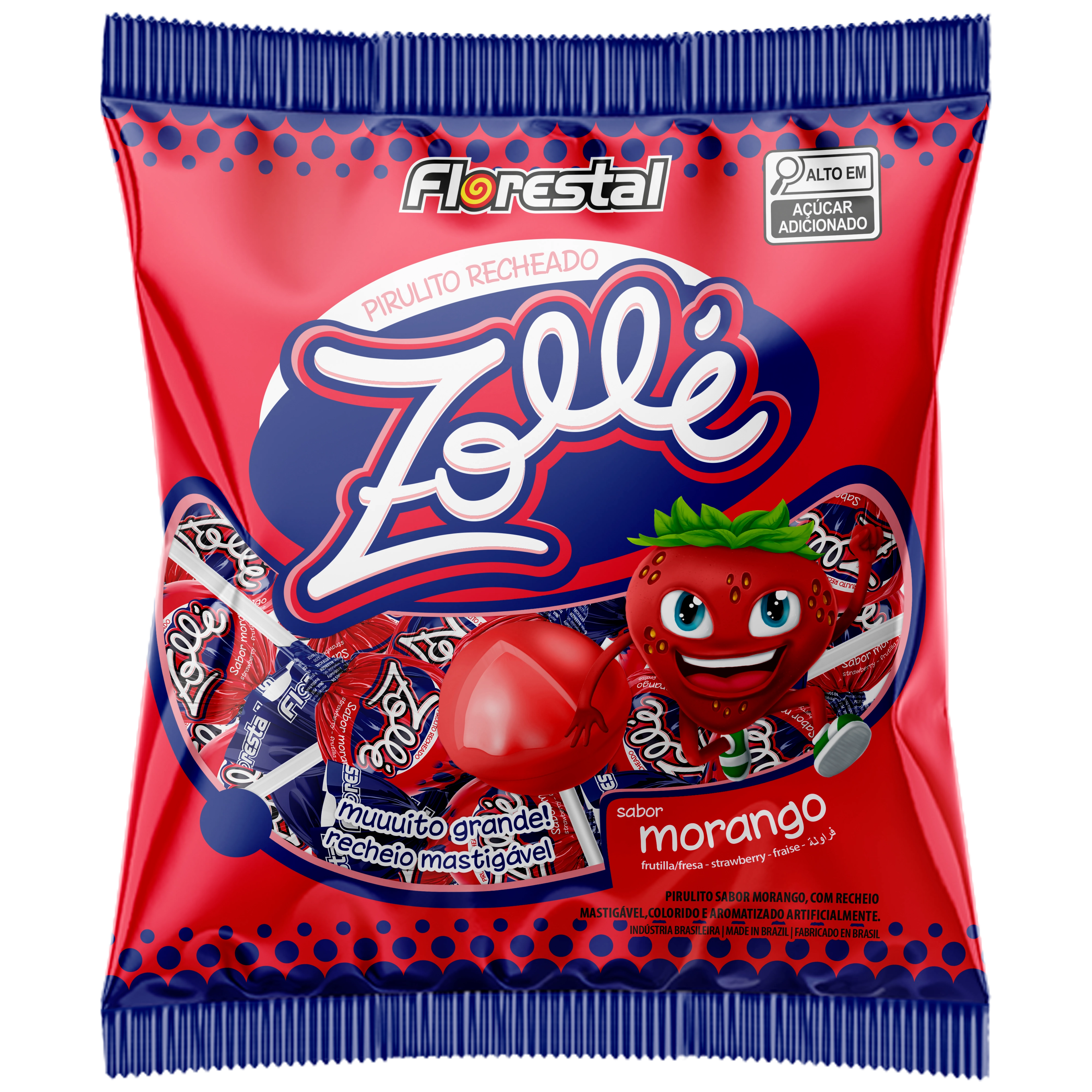 Pirulito Zolle Morango Florestal 480g
