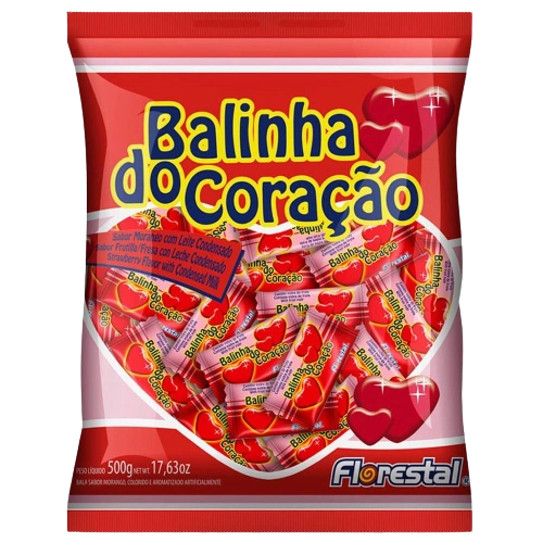 Bala Florestal 108gr Coracao Morangoc/leite Condensado