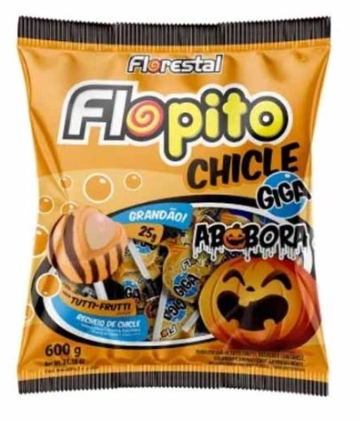 Pirulito Flopito Chicle Giga De Abobora 600g 83599 Florestal
