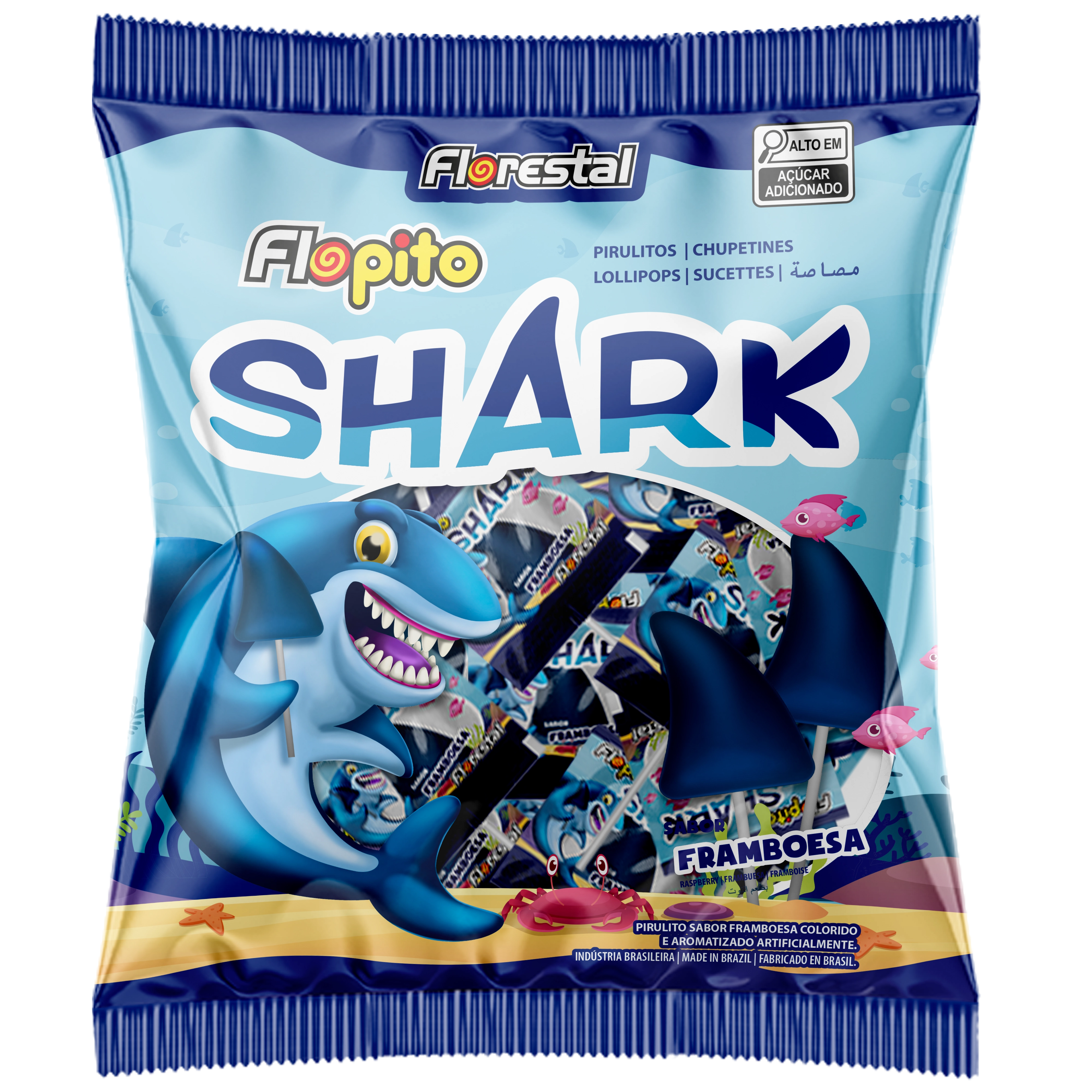 Pirulito Shark Framboesa 500gr Florestal