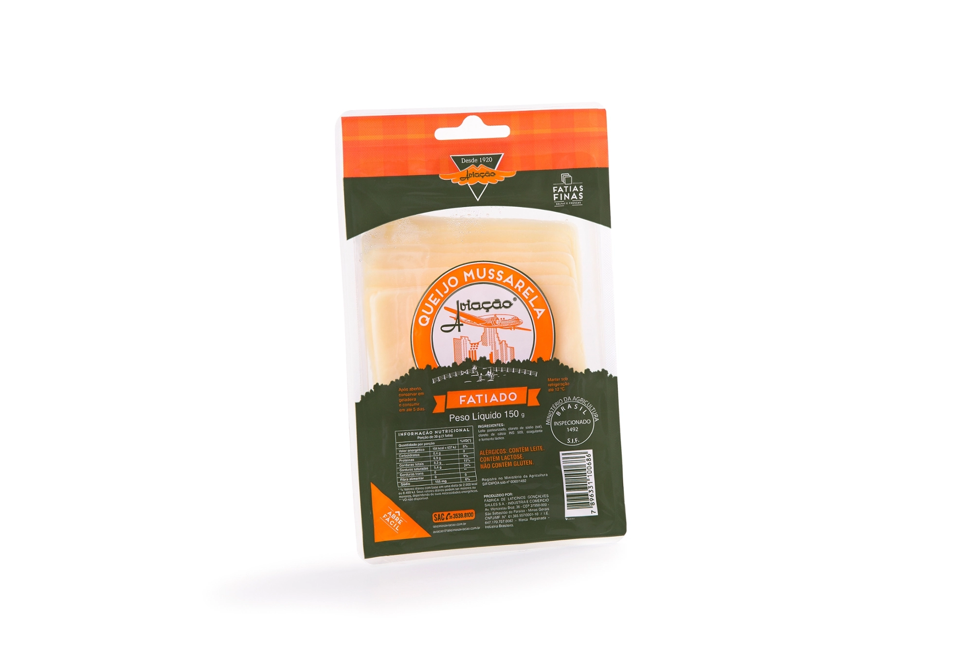 Queijo Mussarela Fatiado Aviação 150g