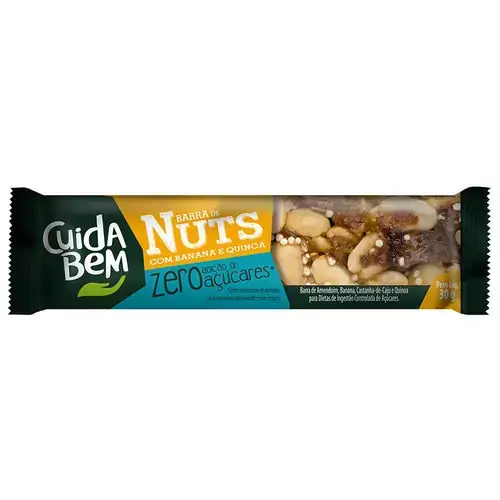 Barra De Nuts C/ Banana Quinoa 30g Cuida Bem