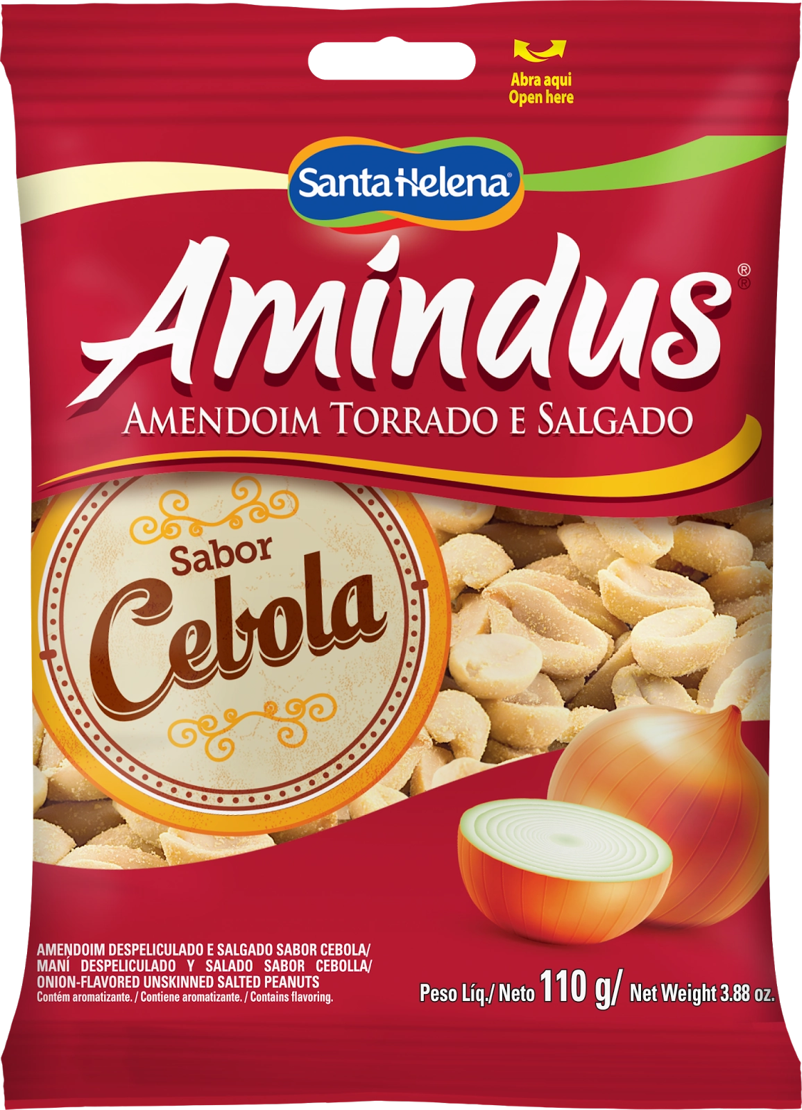 Amendoim Torrado Salgado Cebola Amíndus Pacote 110g