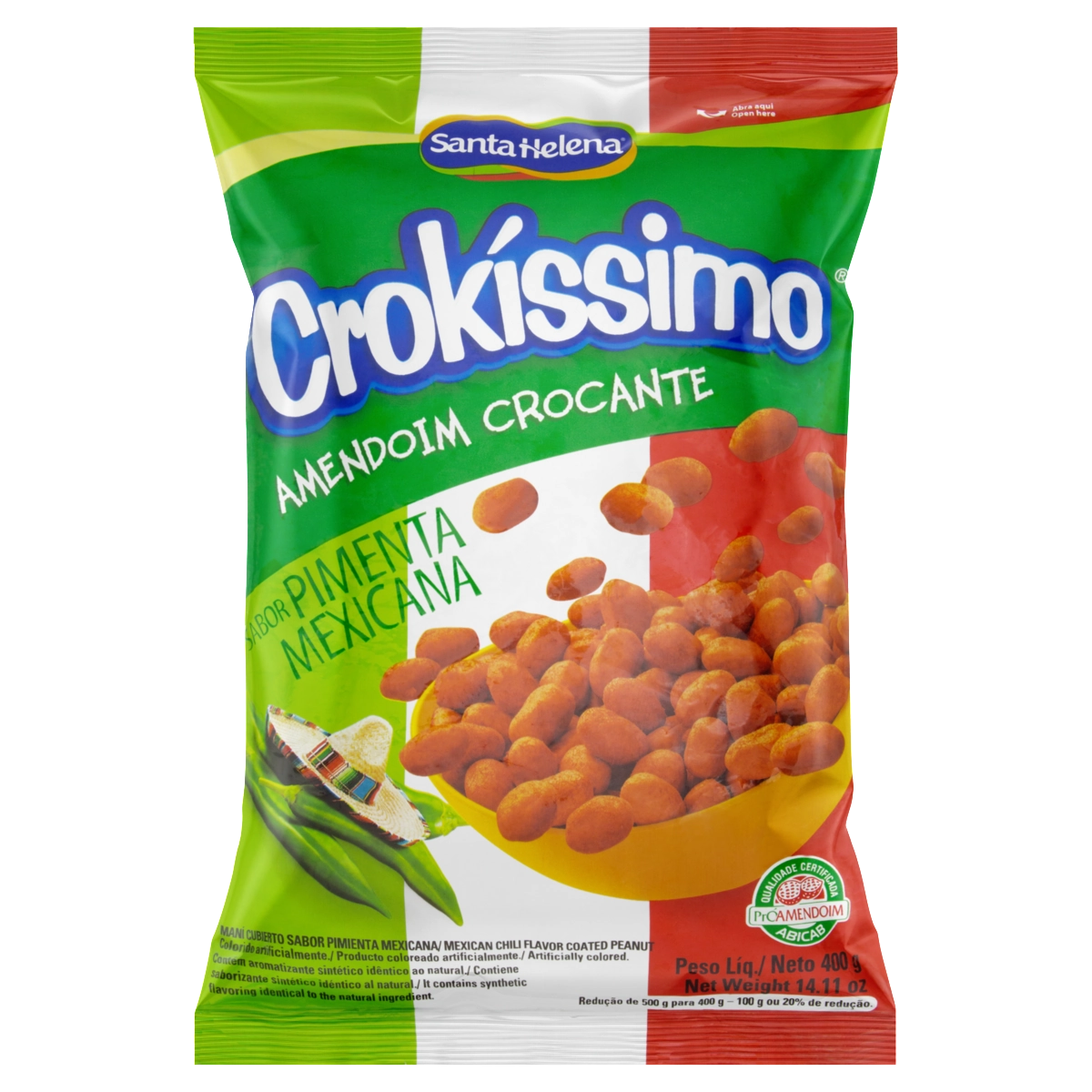 Amendoim Crocante Pimenta Mexicana Crokíssimo Pacote 400g