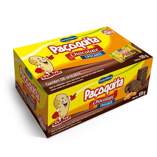 Pack Doce De Amendoim Chocolate E Avelã Paçoquita Lovers Caixa 120g 8 Unidades