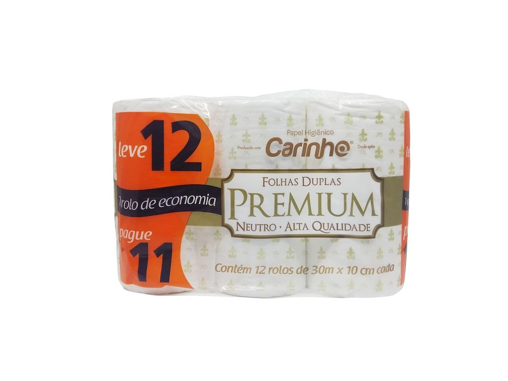 Papel Higiênico Carinho Premium Folha Dupla 12unidade X 30mt