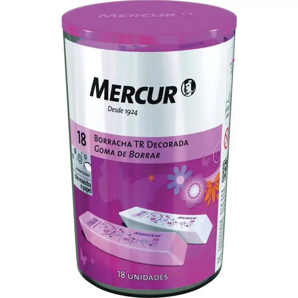 Borracha Mercur Decorada Rosa/branc 18