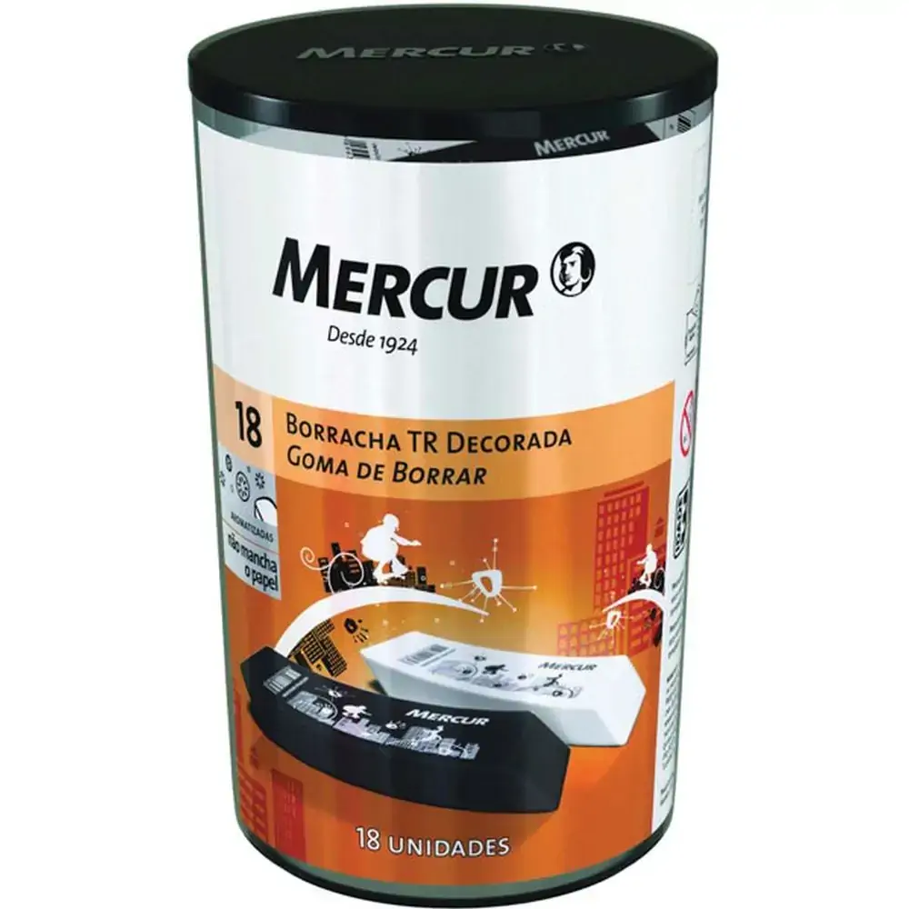 Borracha Mercur Decorada Prt/branc 18