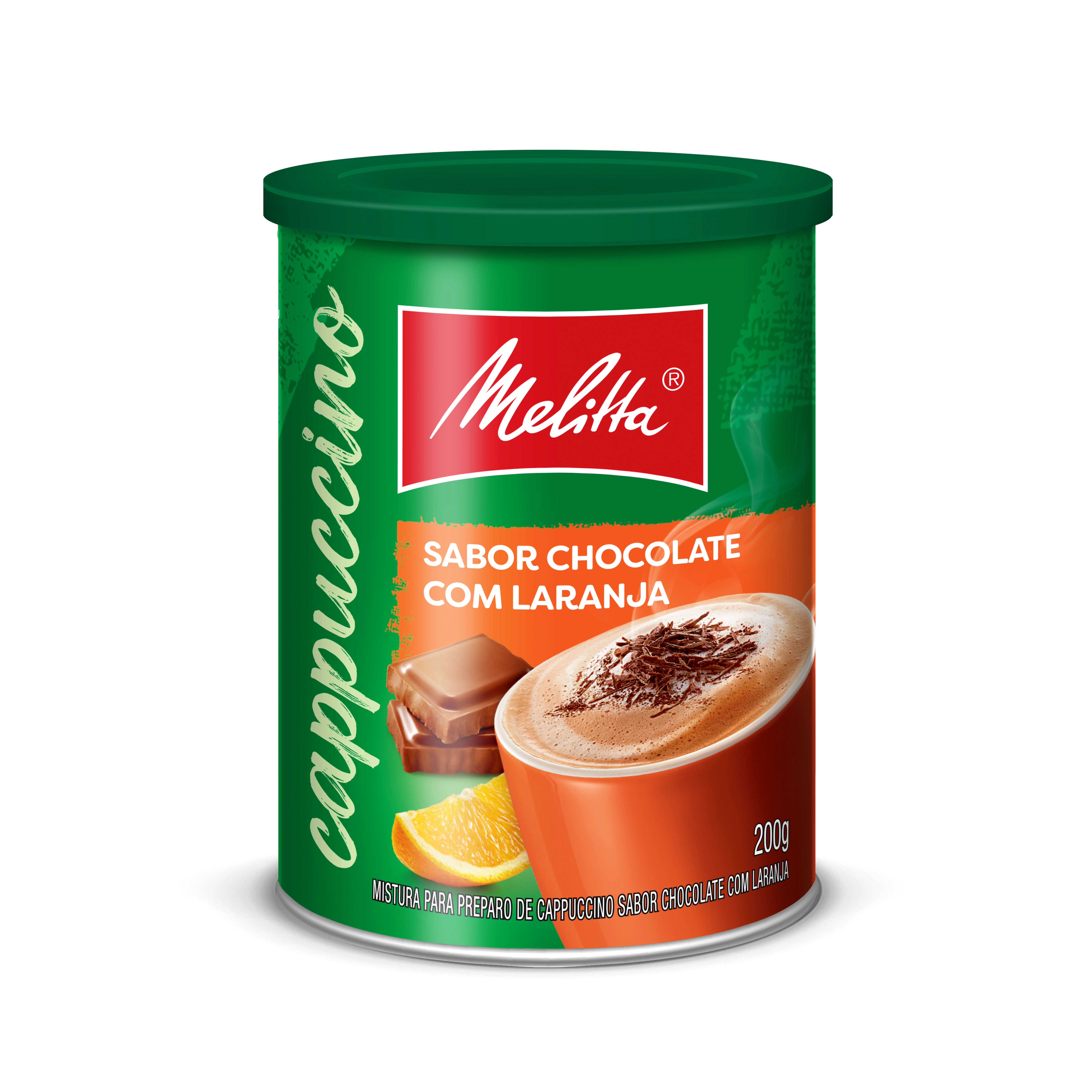Cappuccino Solúvel Chocolate Com Laranja Melitta Lata 200g