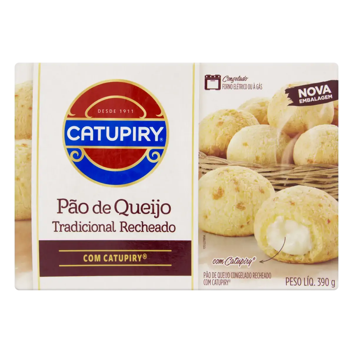 Pão De Queijo Congelado Tradicional Recheio Catupiry Original Caixa 390g