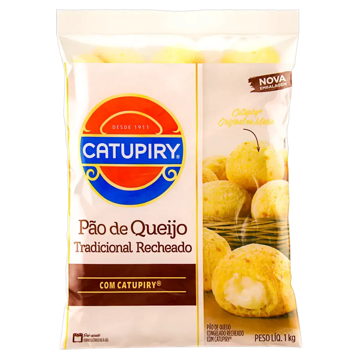 Pão De Queijo Congelado Tradicional Recheio Catupiry Original Pacote 1kg