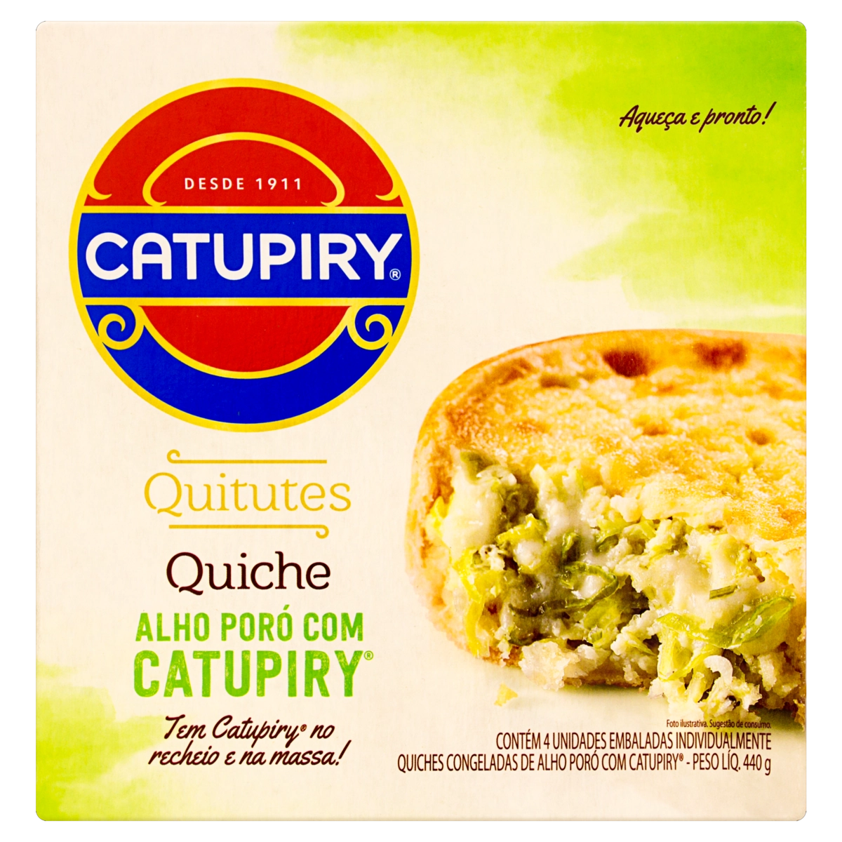 Quiche Congelada Alho Poró Com Catupiry Quitutes Caixa 440g 4 Unidades