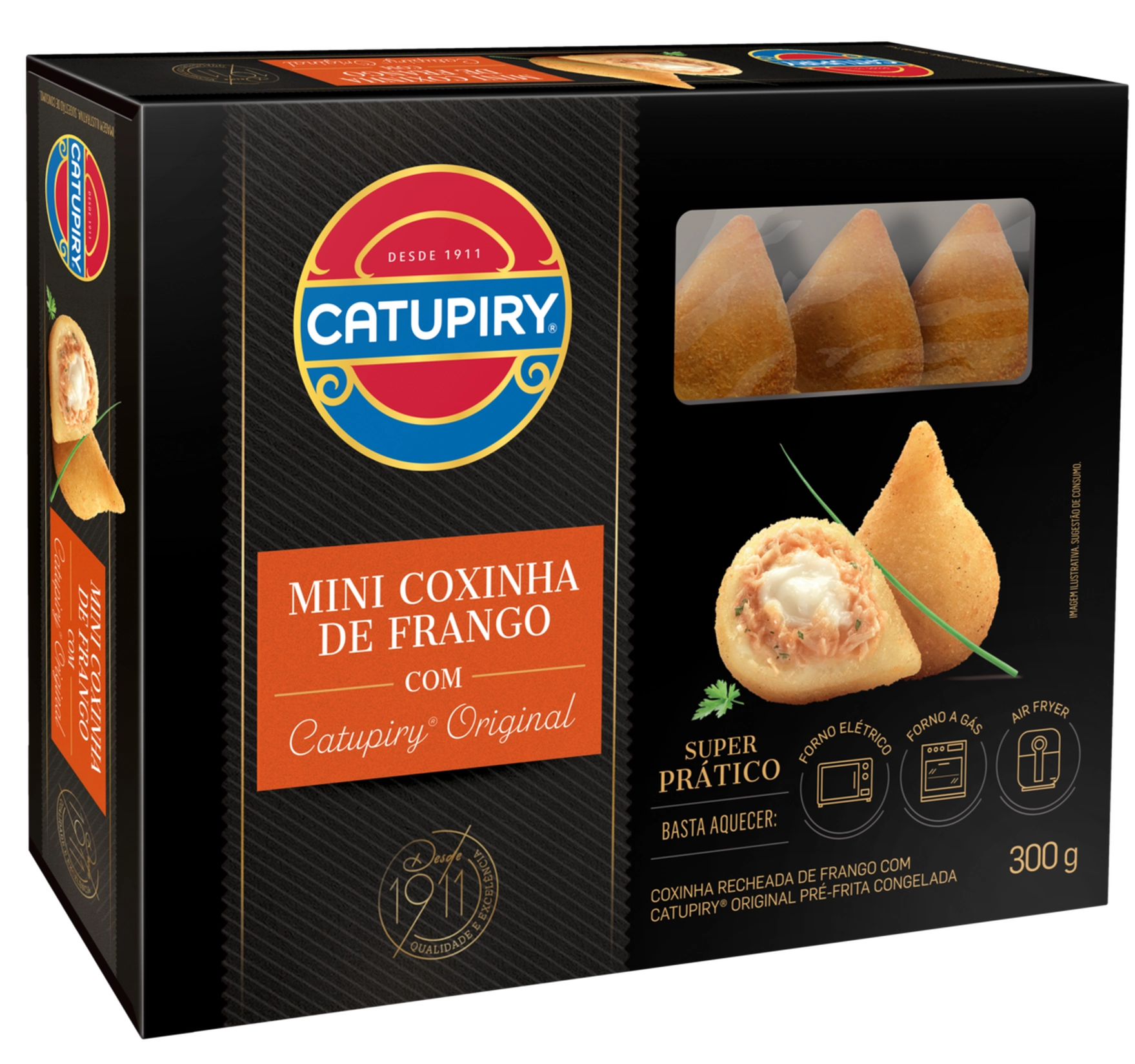 Mini Coxinha Congelada Pré Frita Recheio Frango Com Catupiry Caixa 300g