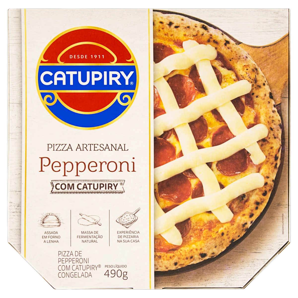 Pizza Artesanal Pepperoni Com Catupiry Original Caixa 490g