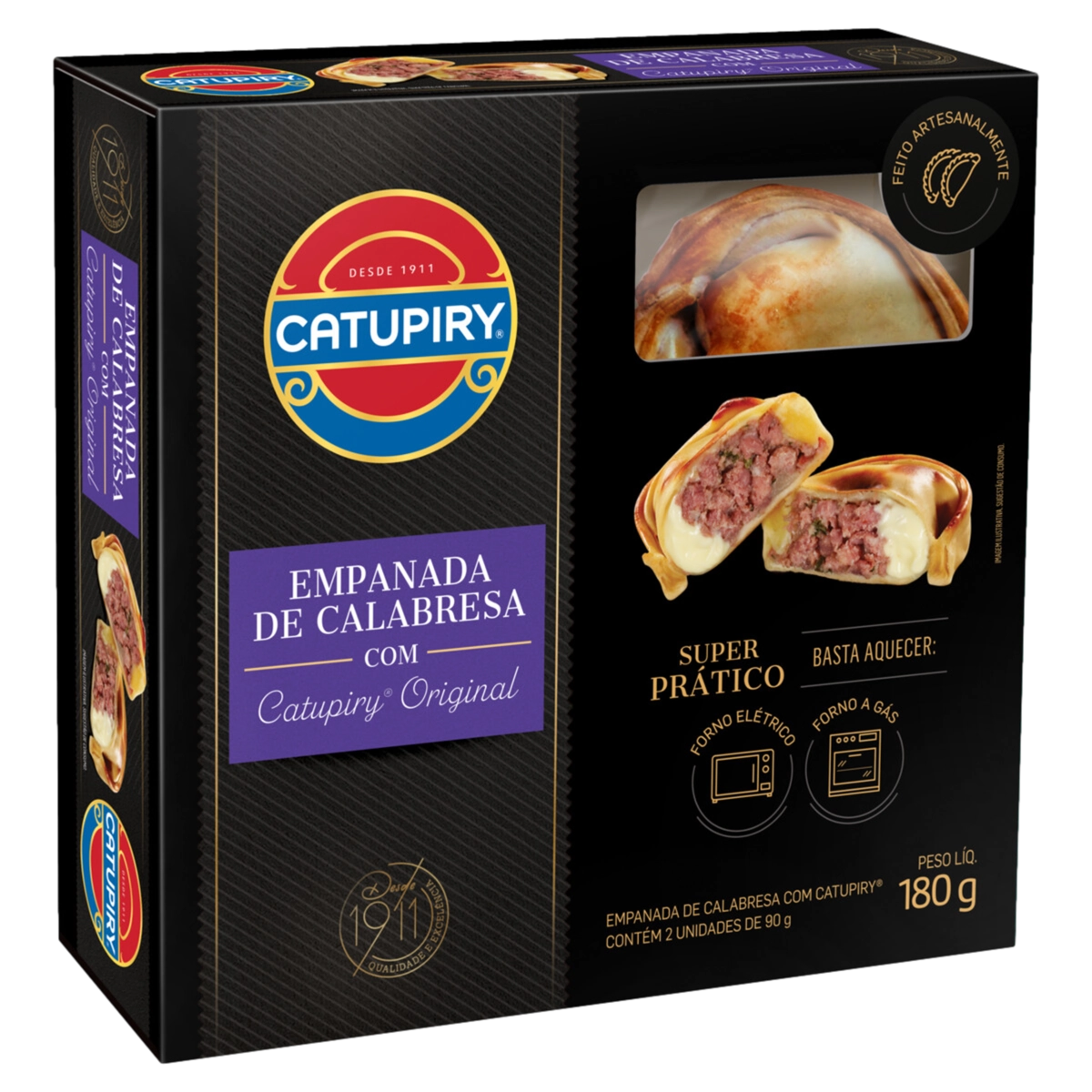 Empanada Congelada Calabresa Com Catupiry Original Caixa 180g 2 Unidades
