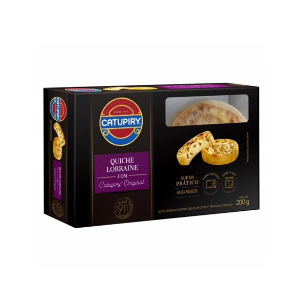 Quiche Congelada Pré Assada Recheio Lorraine Com Catupiry Original Caixa 200g