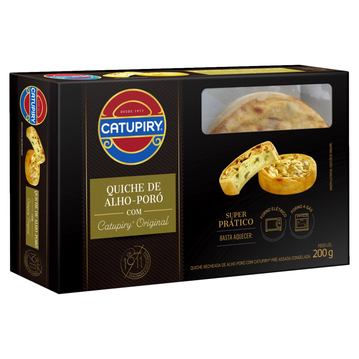 Quiche Congelada Pré Assada Recheio Alho Poró Com Catupiry Original Caixa 200g