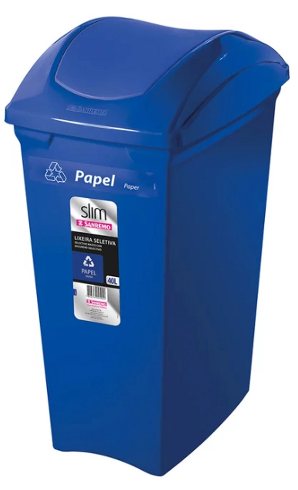 Lixeira Sanremo Seletiva Azul Plastico 40l