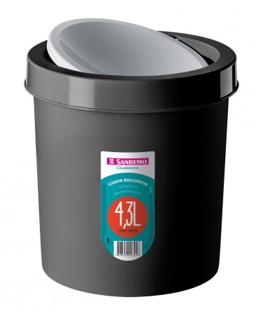 Lixeira Sanremo Basculante Preta 4,3l