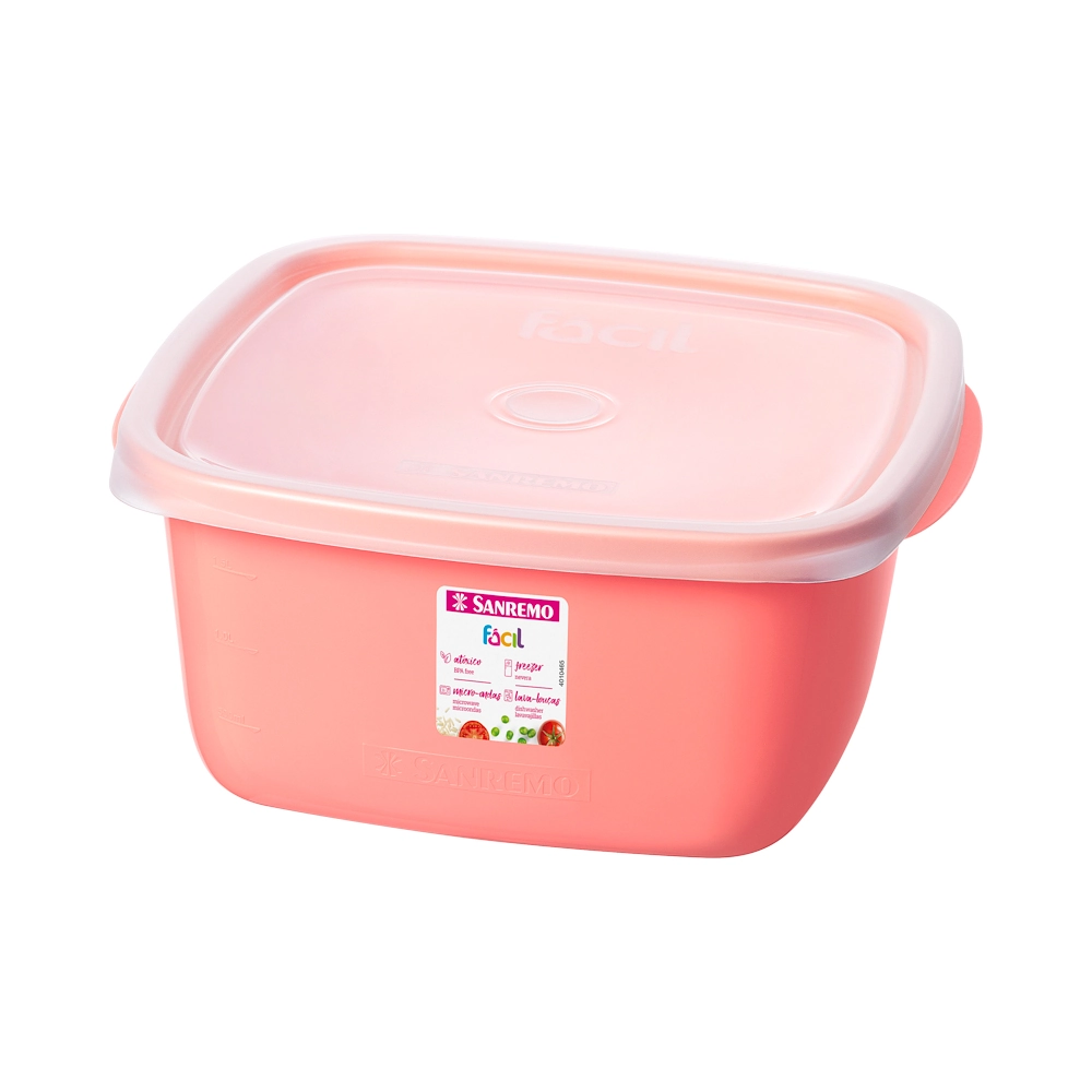 Pote Quadrado Plástico Sanremo Fácil 1,9l 1un