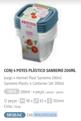 Conj Sanremo 4potes Plast 200ml