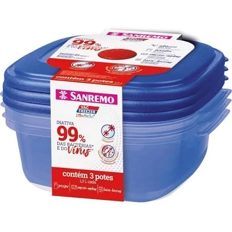 Conj.pote Plast. Sanremo 1300ml Ultraprotect C/3