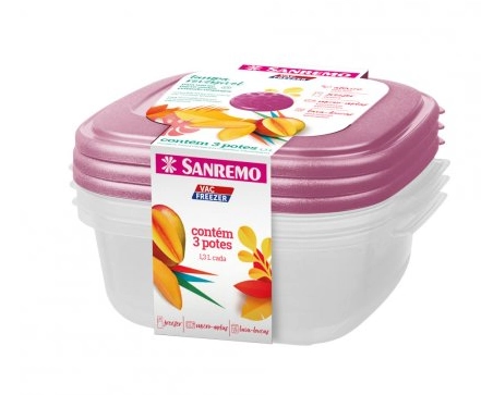 Conj 3 Potes Plast Sanremo 1,3l