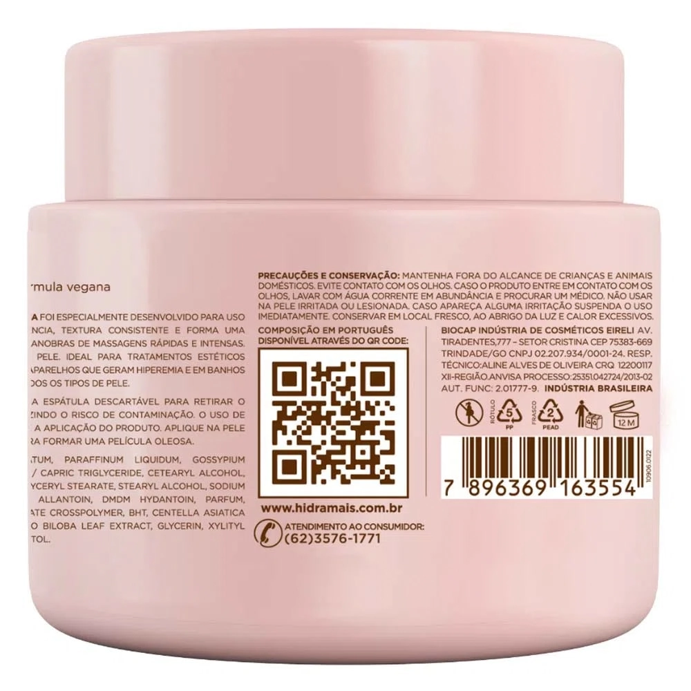 Creme Para Massagem 500g Parafina Hidramais