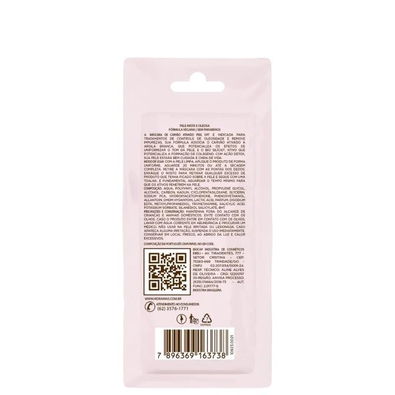 Mascara Peel Off Carvao Ativado 8g 10923 Biocamp