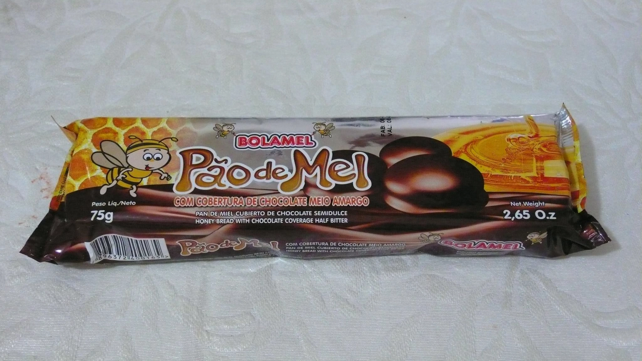 Pao De Mel Bolamel Cobertura De Chocolate Meio Amargo 75g