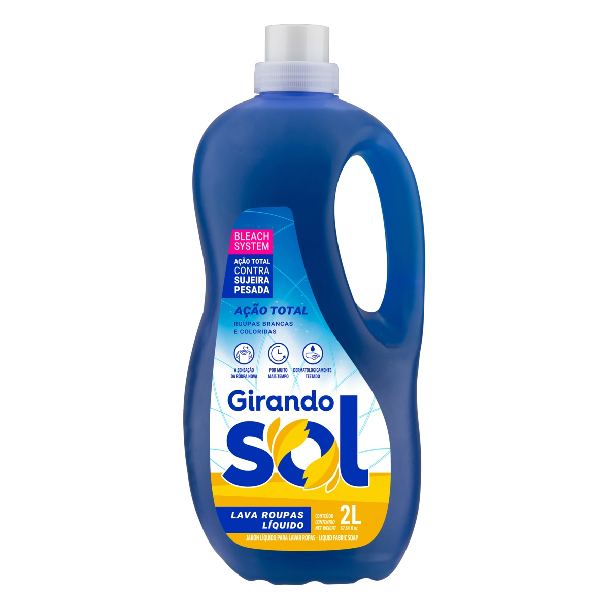 Lava Roupas Líquido Roupas Brancas E Coloridas Ação Total Girando Sol Frasco 2l